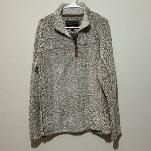 True Grit Men's Textured Zip-Up Sweater in Cream and Gray